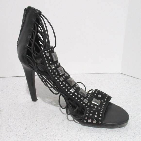 *BAR III Black MOD 'Annette' Strappy Studded Pumps - Picture 1 of 7